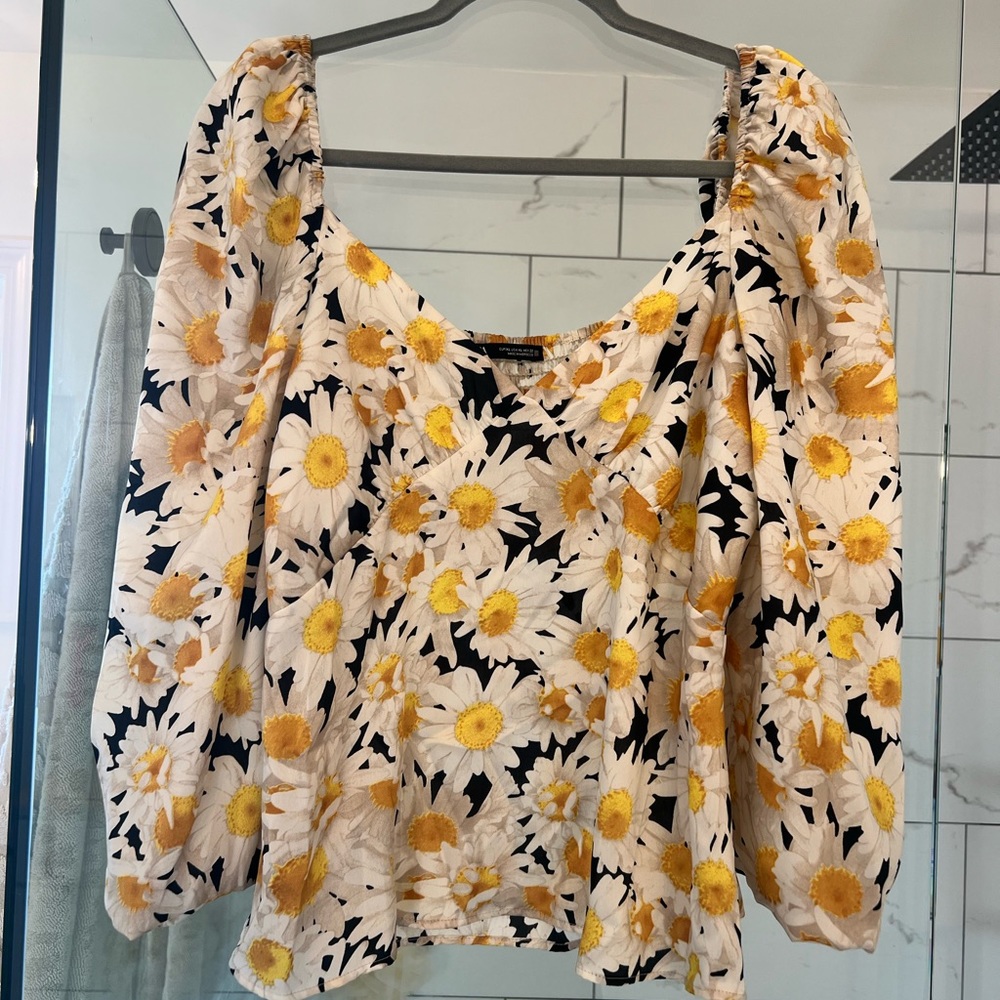 Zara floral blouse - yellow white black - XL
